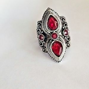 RUBY RED CARNELIAN ZIRCON NEW SIZE 6 LADIES SPECIAL STAINLESS RING WEAR FOREVER
